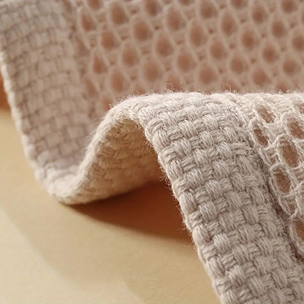 Cotton Waffle Pique Kitchen Towel Absorbent with Hanging Loop Quick-Drying Square