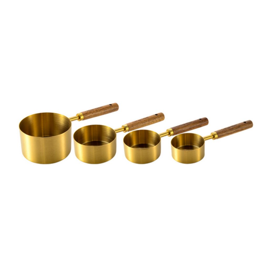 Aurora Measuring Spoon Set – 4-Piece in Stainless Steel with Wooden Handle