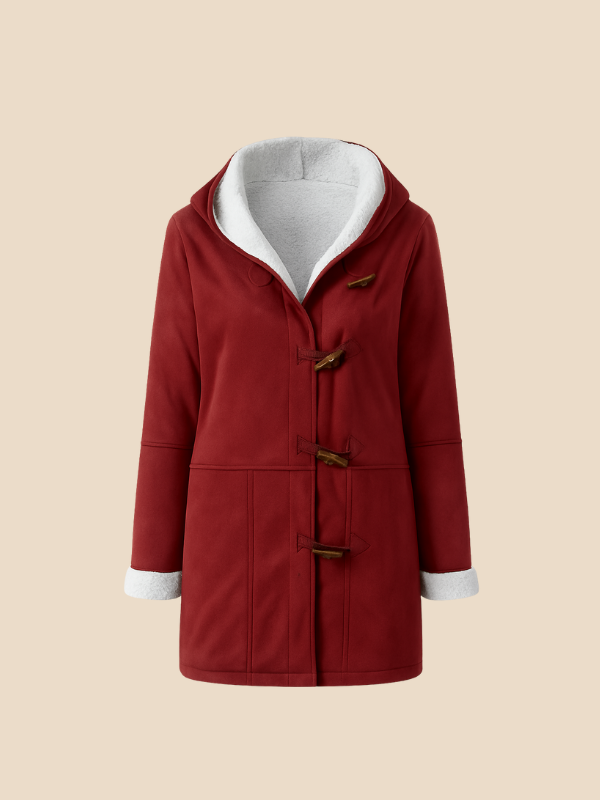 Women's coat with hood and fleece lining