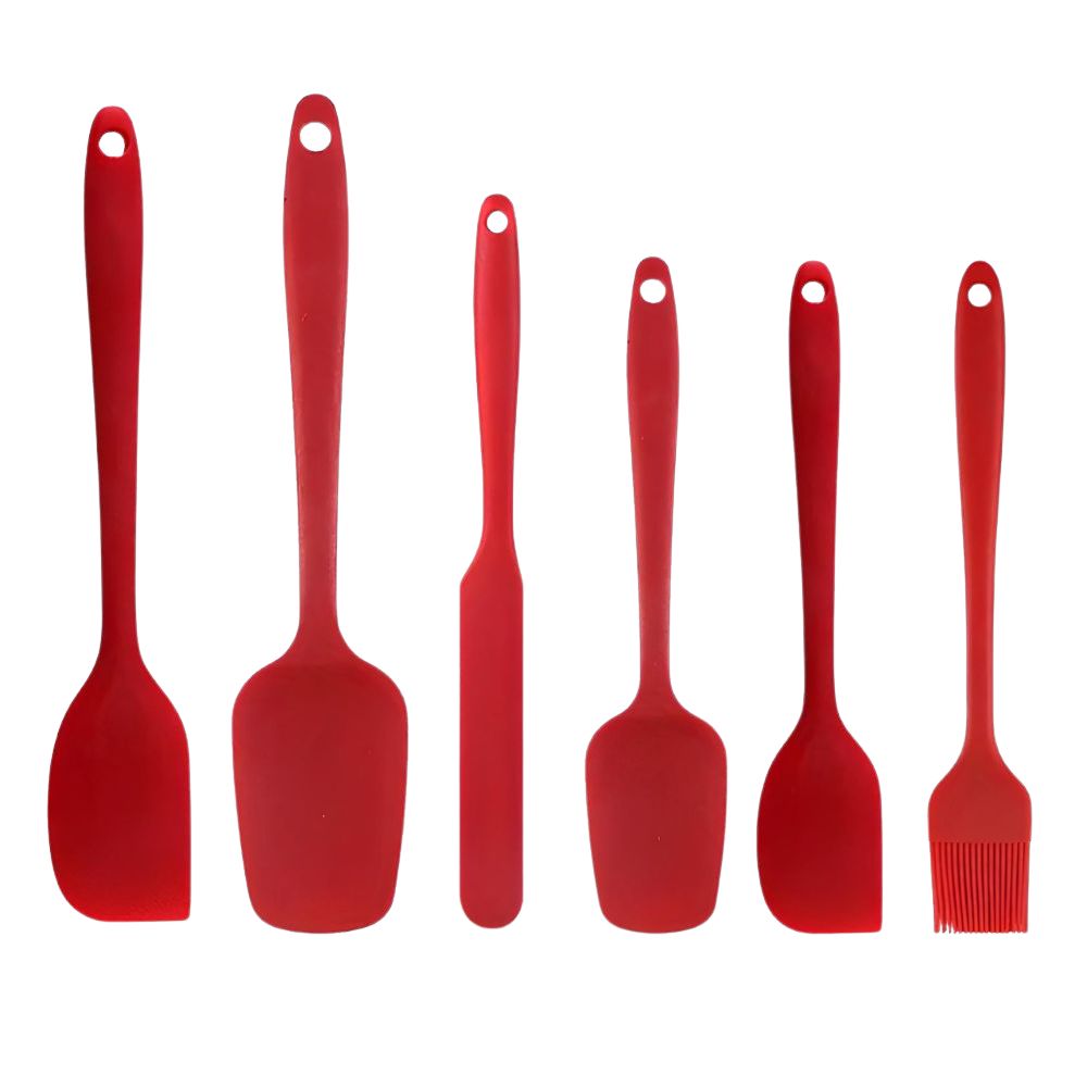 6-Piece Baking Helper Set Made of Heat-Resistant Silicone with Spatula, Macaron Spatula, and Silicone Brush
