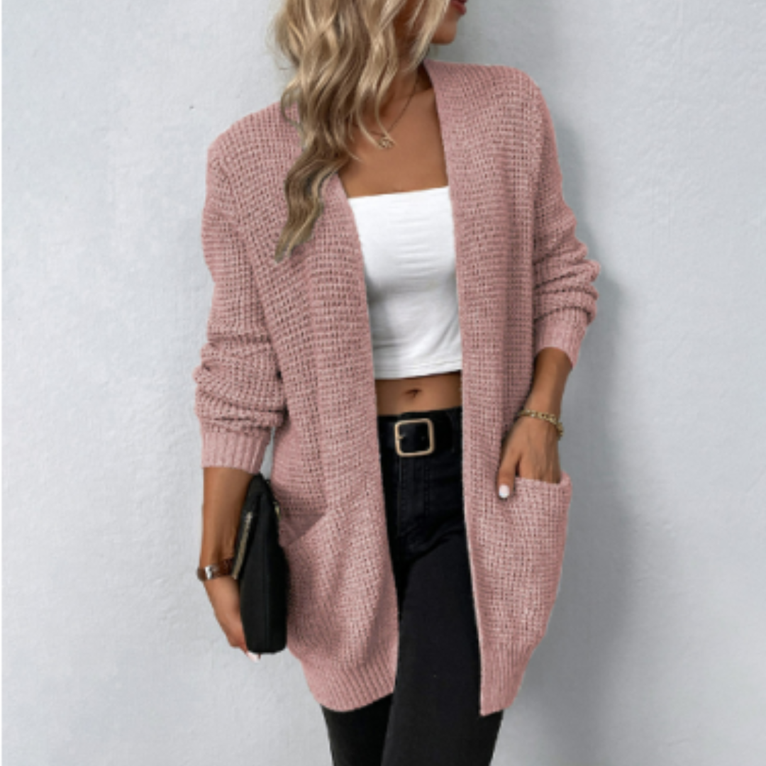 Women's cardigan with long sleeves and open front