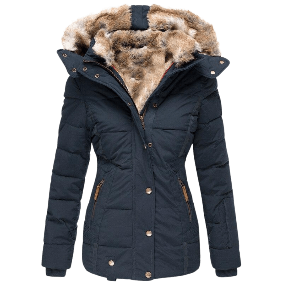 Women's winter jacket with faux fur lining and tailored fit