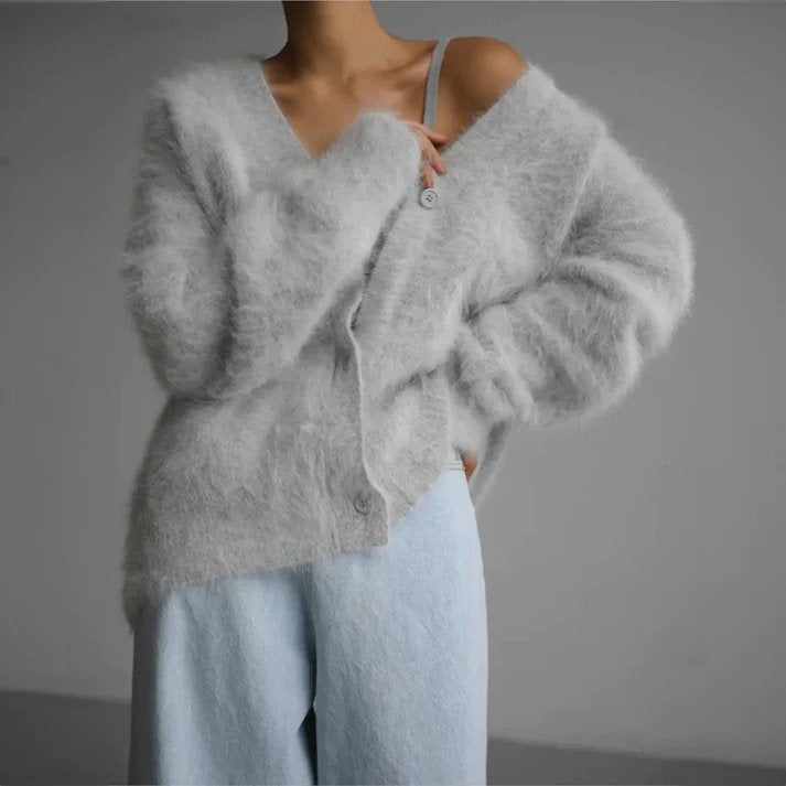 Women's cashmere cardigan with open design