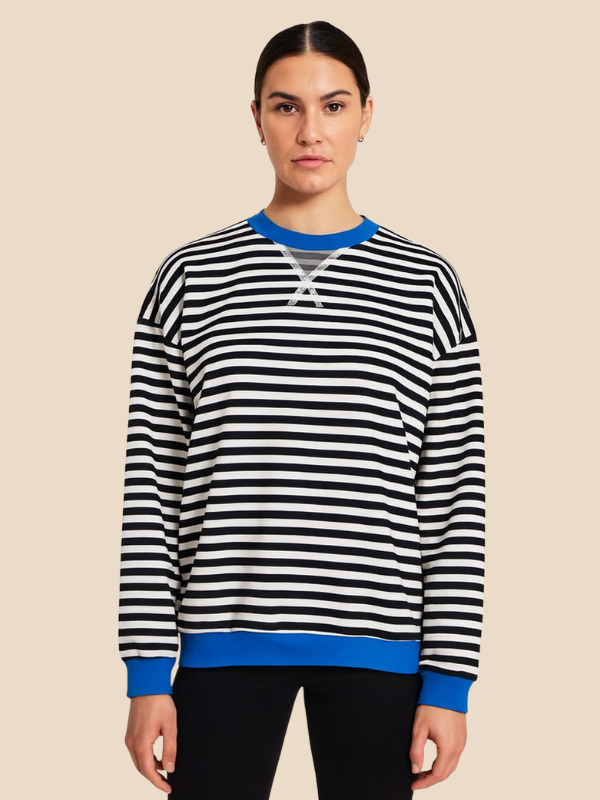 Striped women's sweater with loose fit