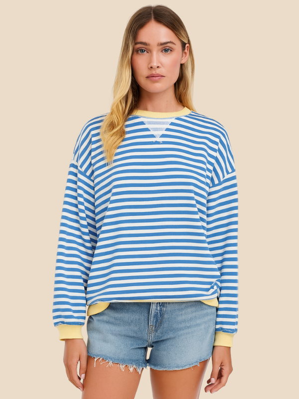 Striped women's sweater with loose fit