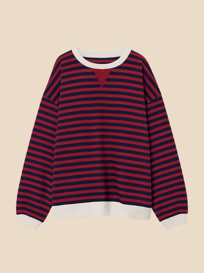 Striped women's sweater with loose fit