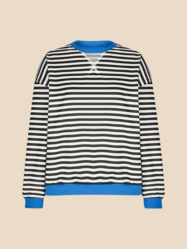 Striped women's sweater with loose fit