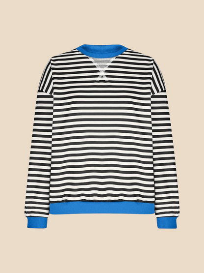 Striped women's sweater with loose fit