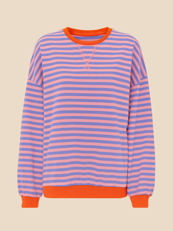 Striped women's sweater with loose fit