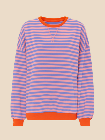 Striped women's sweater with loose fit