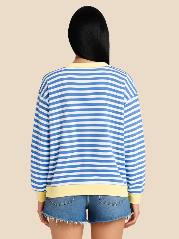 Striped women's sweater with loose fit