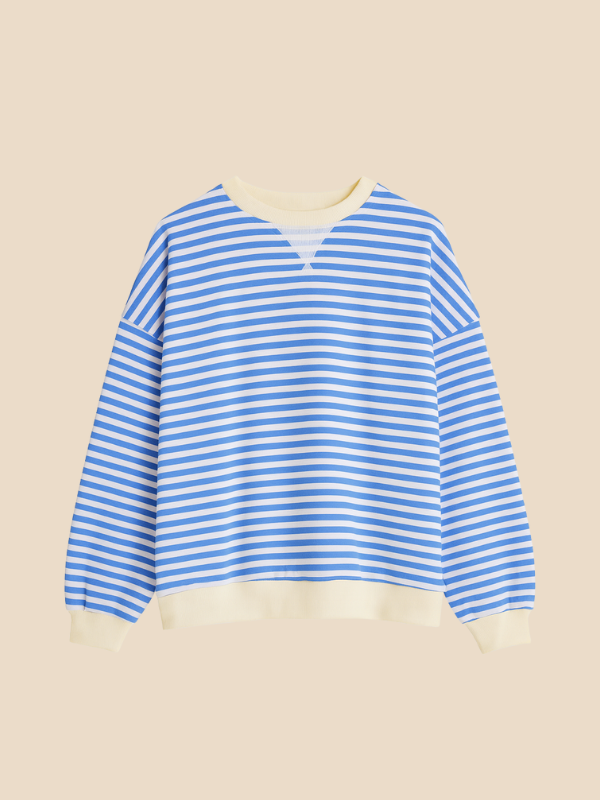 Striped women's sweater with loose fit