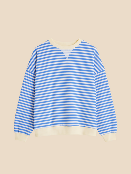 Striped women's sweater with loose fit