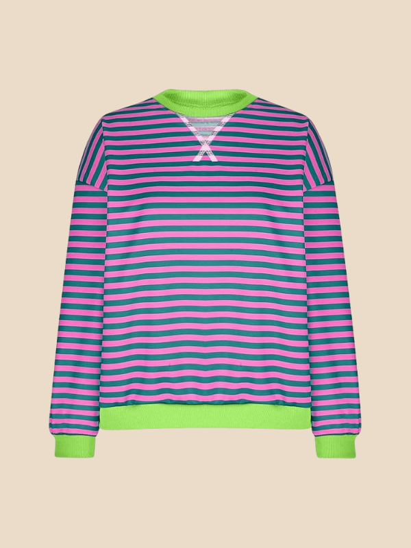 Striped women's sweater with loose fit