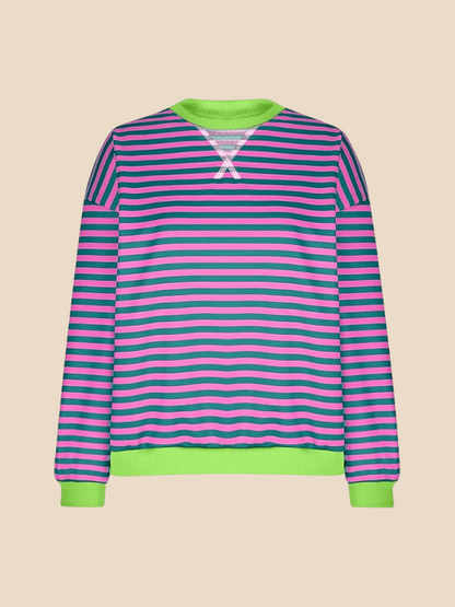 Striped women's sweater with loose fit