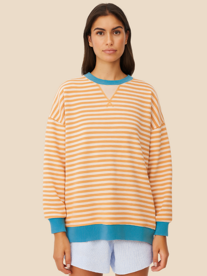 Striped women's sweater with loose fit