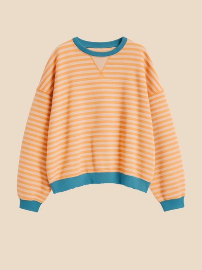 Striped women's sweater with loose fit