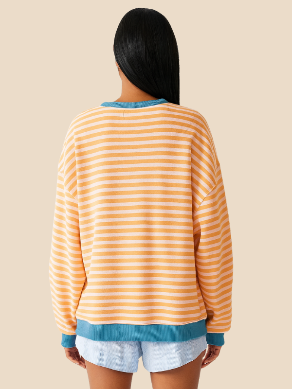 Striped women's sweater with loose fit