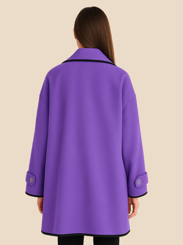 Plus-size women's winter coat with long, straight shape