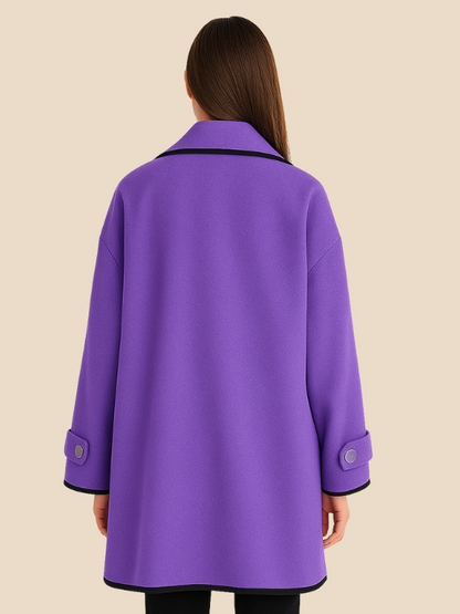 Plus-size women's winter coat with long, straight shape