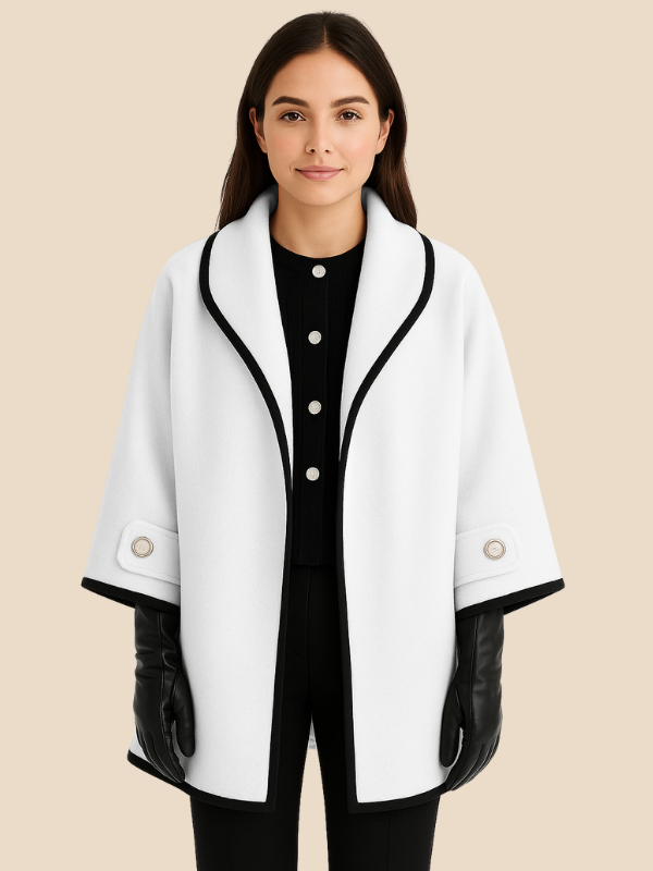 Plus-size women's winter coat with long, straight shape