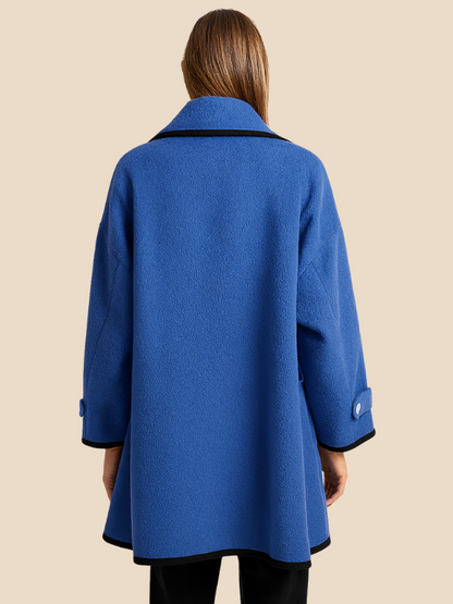 Plus-size women's winter coat with long, straight shape