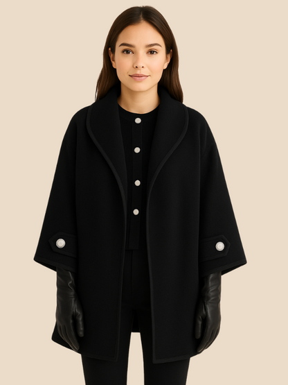 Plus-size women's winter coat with long, straight shape