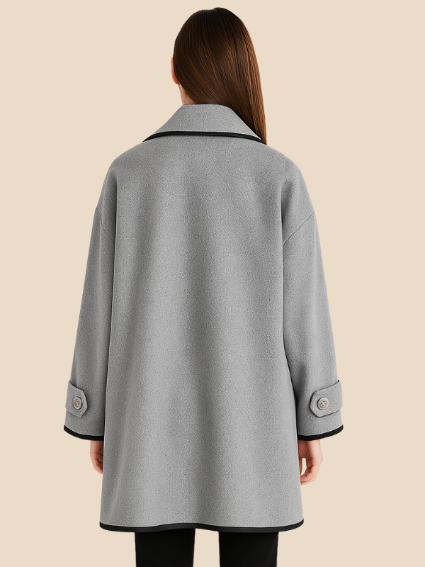 Plus-size women's winter coat with long, straight shape