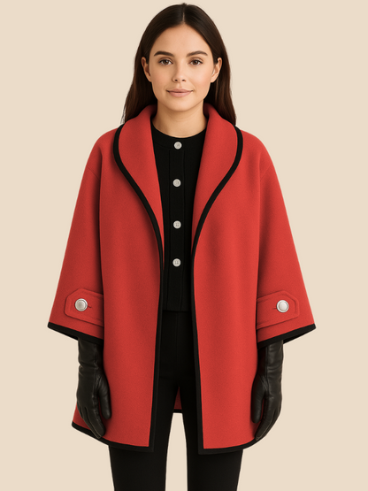 Plus-size women's winter coat with long, straight shape