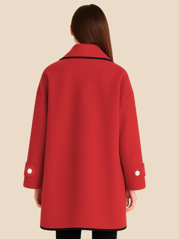 Plus-size women's winter coat with long, straight shape