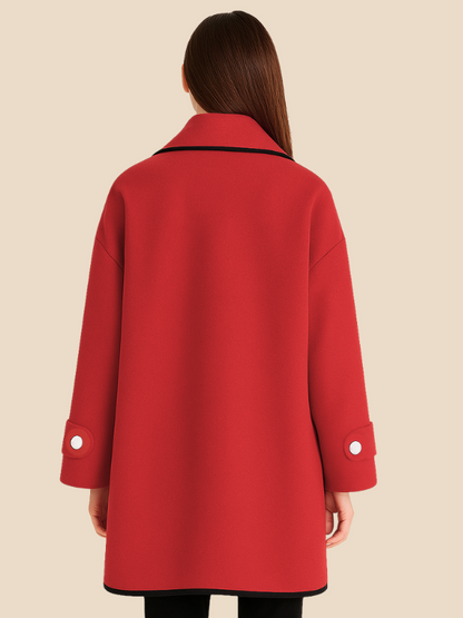 Plus-size women's winter coat with long, straight shape