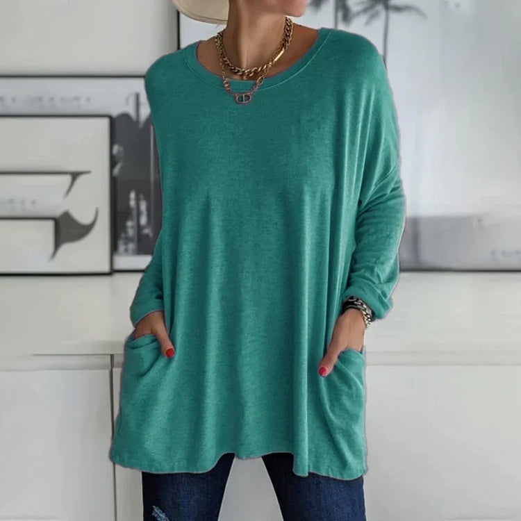 Women's pullover in loose fit with round neckline