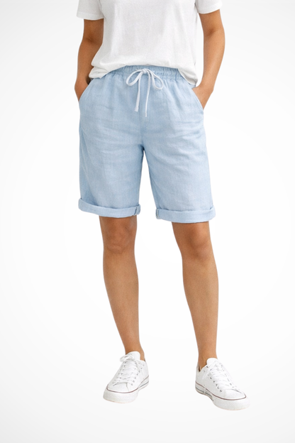 Women's Linen Capri Pants with Elastic Waist