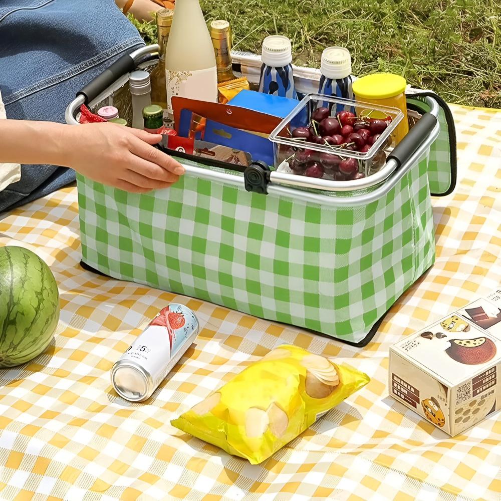 Picnico Foldable Checked Picnic Basket – Versatile 22L Outdoor Companion