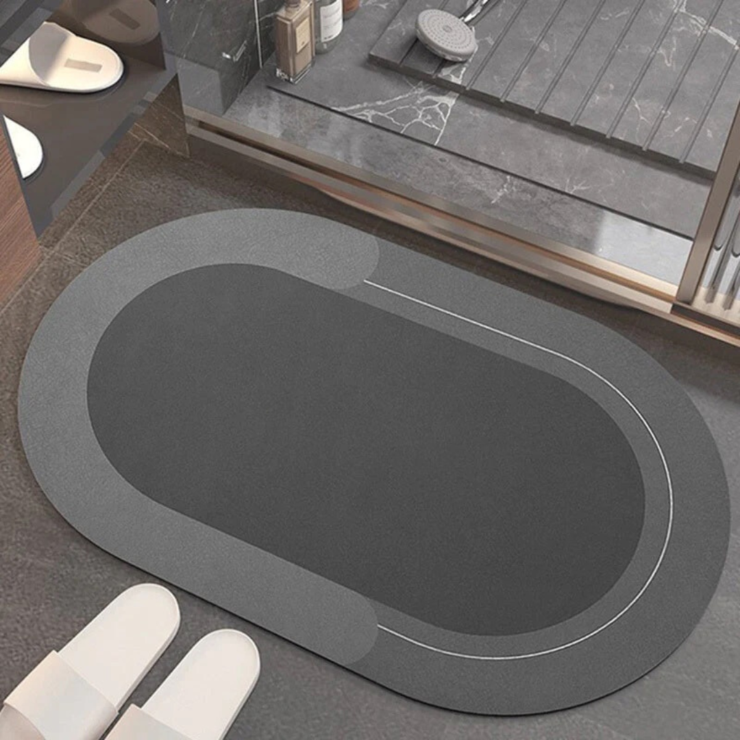 Highly absorbent bath mat, thin, non-slip with diatomite surface, quick-drying, geometric design