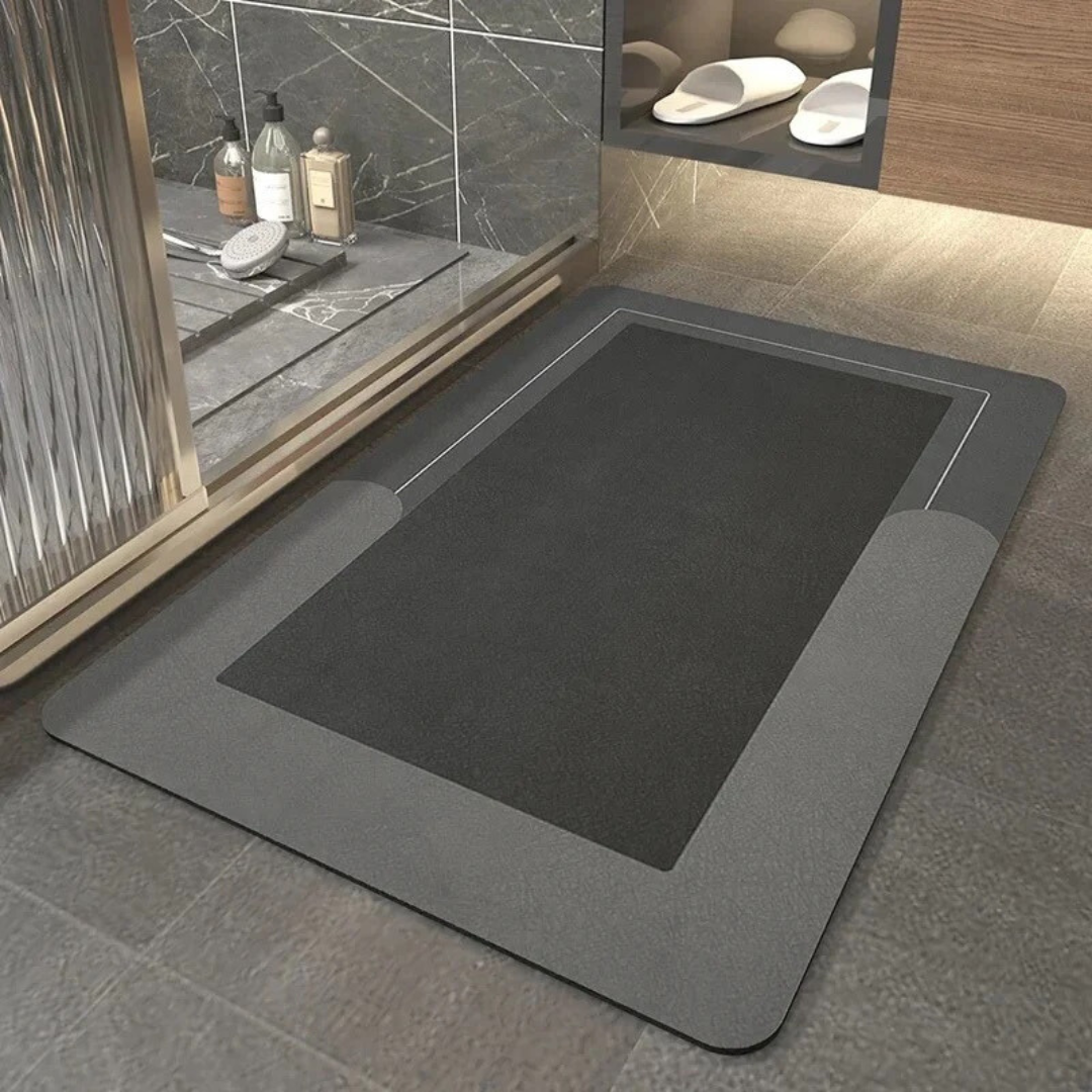 Highly absorbent bath mat, thin, non-slip with diatomite surface, quick-drying, geometric design