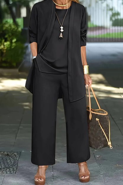 Women's 3-Piece Pantsuit with Cardigan and Top