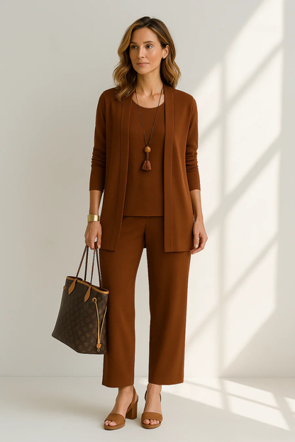 Women's 3-Piece Pantsuit with Cardigan and Top