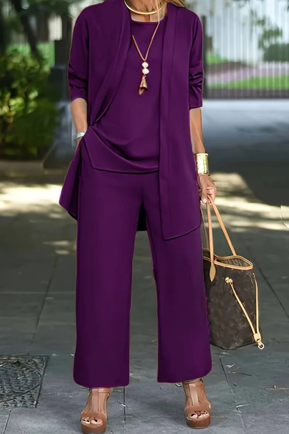 Women's 3-Piece Pantsuit with Cardigan and Top