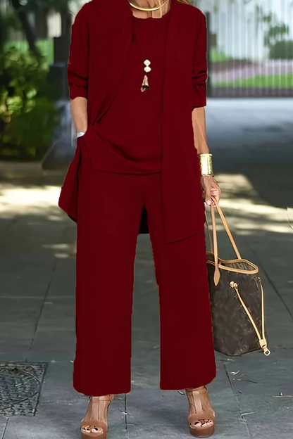 Women's 3-Piece Pantsuit with Cardigan and Top