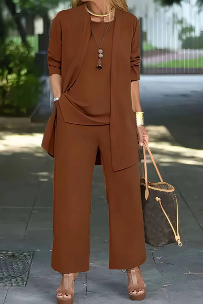 Women's 3-Piece Pantsuit with Cardigan and Top