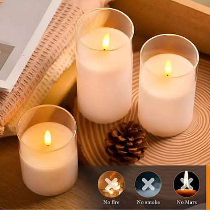 Luminara 3D LED Candle Set – Flameless, Stylish & Safe | Set of 3