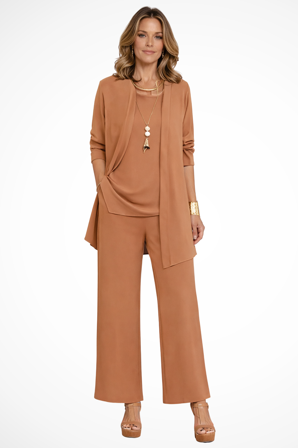 Women's 3-Piece Pantsuit with Cardigan and Top