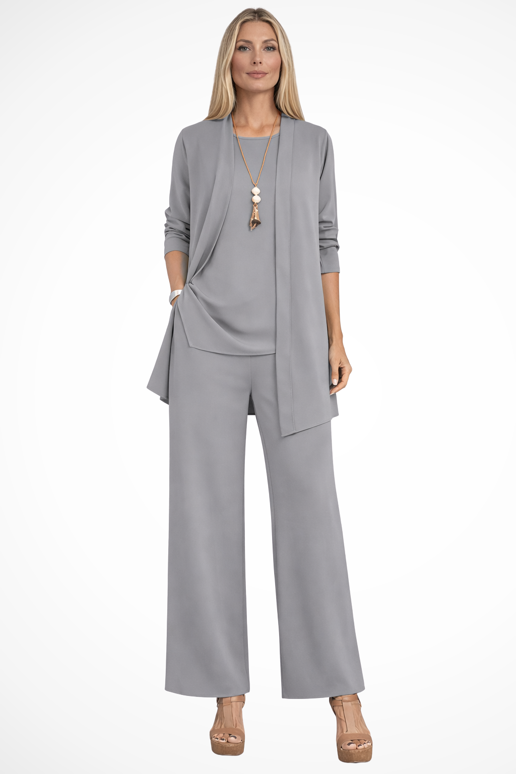 Women's 3-Piece Pantsuit with Cardigan and Top