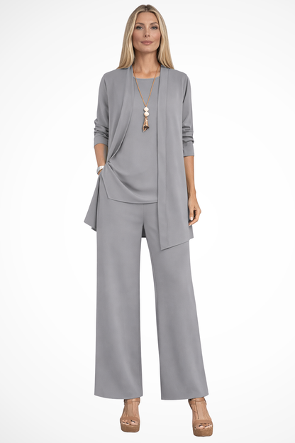 Women's 3-Piece Pantsuit with Cardigan and Top
