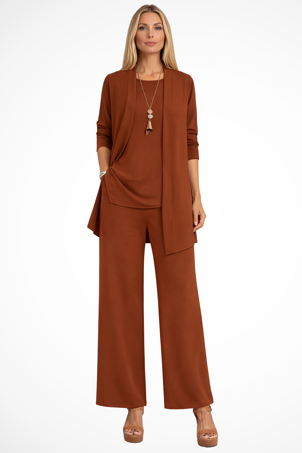 Women's 3-Piece Pantsuit with Cardigan and Top