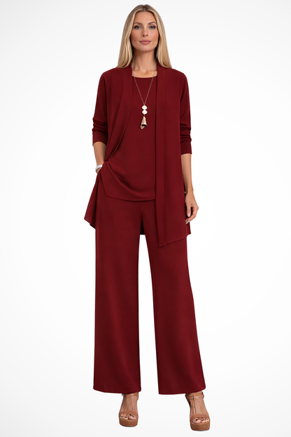 Women's 3-Piece Pantsuit with Cardigan and Top
