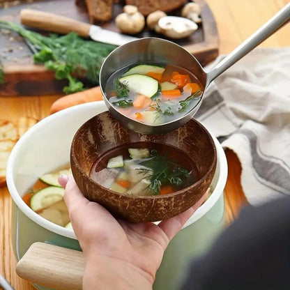 Natural Wood Coconut Bowl Handmade from Real Coconut for Smoothie Bowls, Salads, and Serving