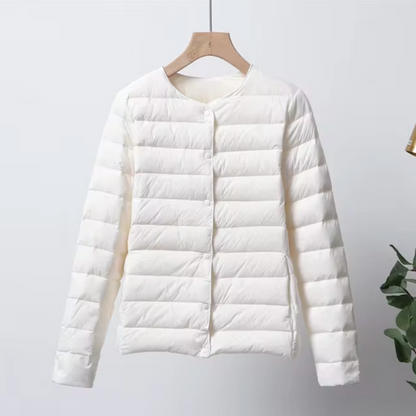 Lightweight women's down jacket with short cut