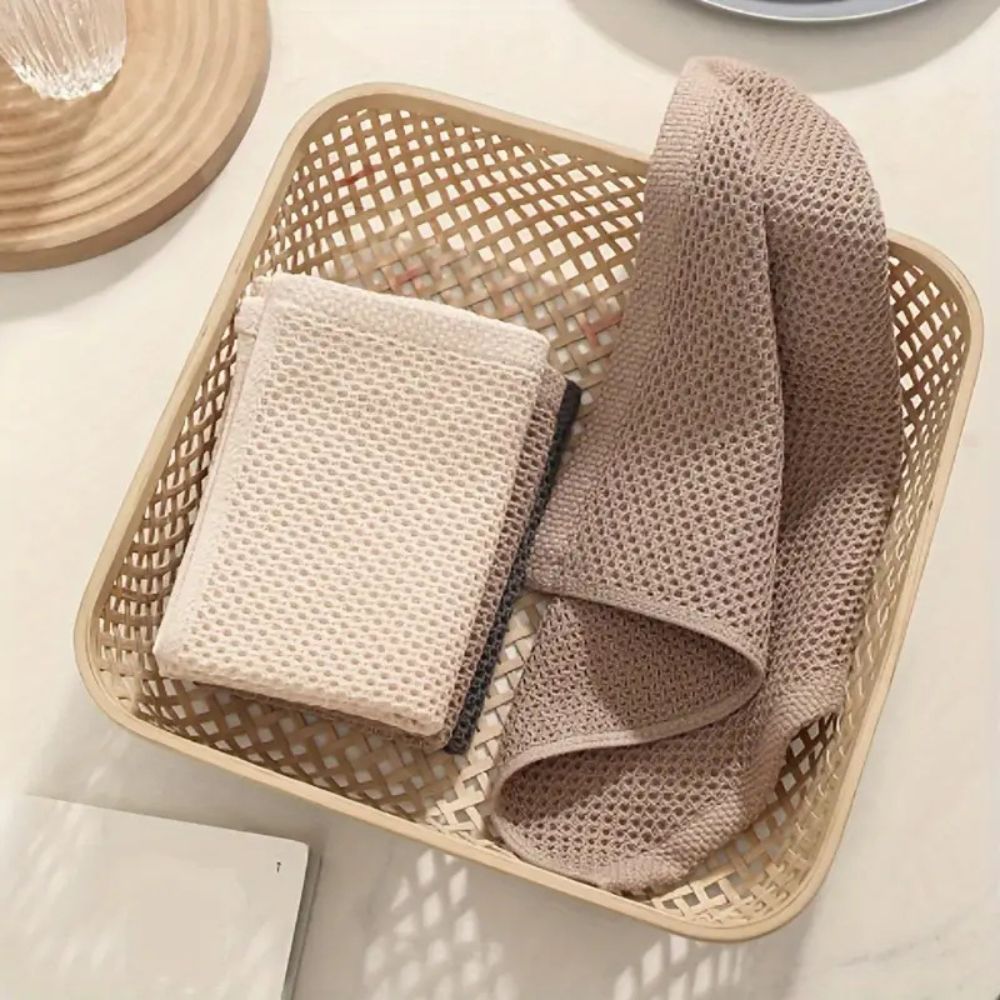 Cotton Waffle Pique Kitchen Towel Absorbent with Hanging Loop Quick-Drying Square